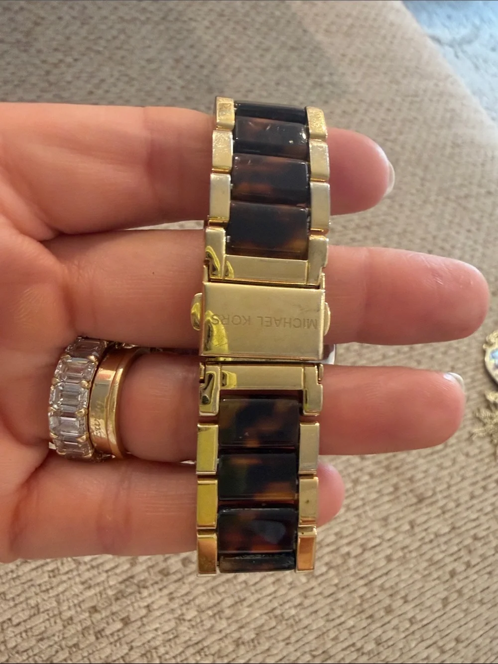 Michael Kors Gold and Tortoiseshell Crystal-Trim Chronograph Watch